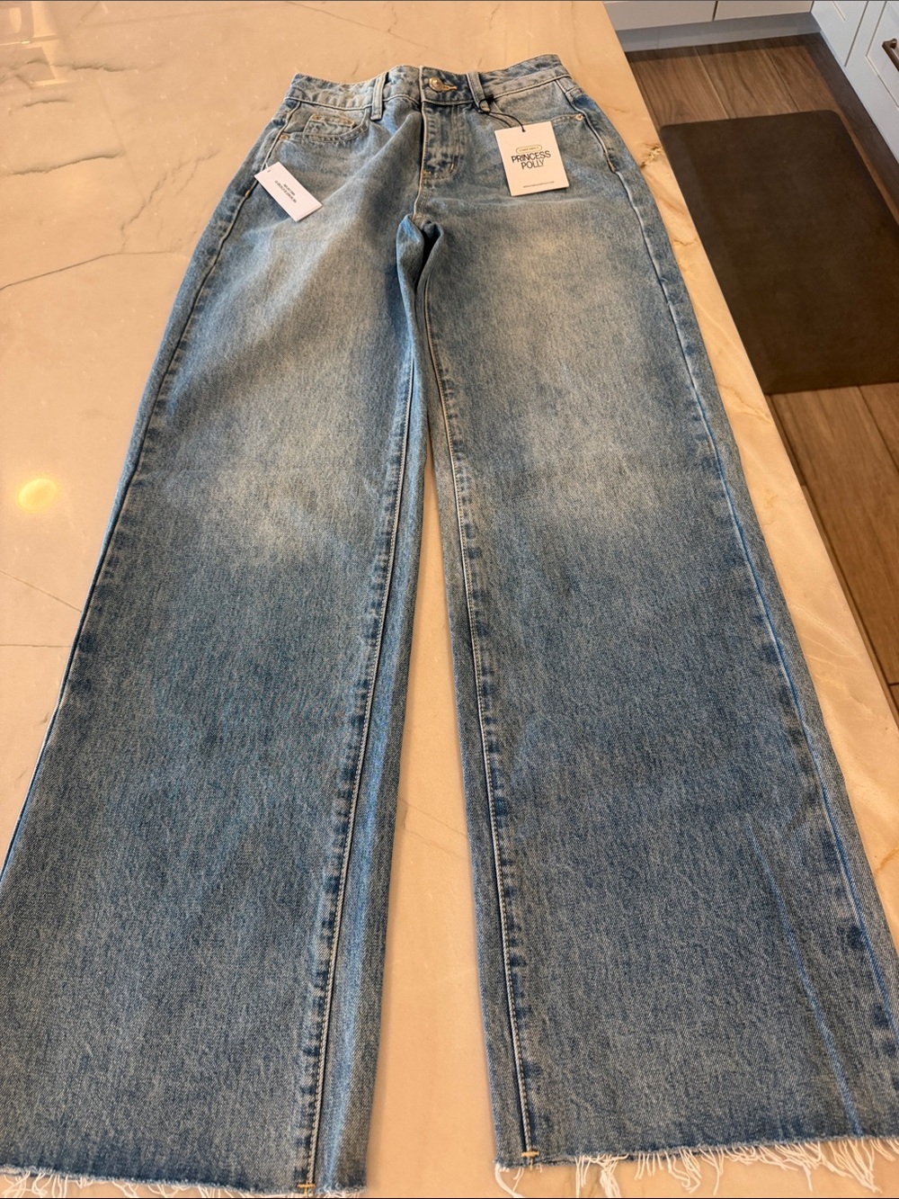 Princess Polly Light Blue High-Rise Wide Leg Jeans